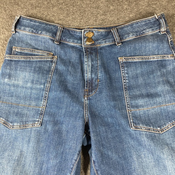 Pilcro‎ Cargo Jeans Womens Petite 33P Blue Cropped Ankle - Picture 2 of 13